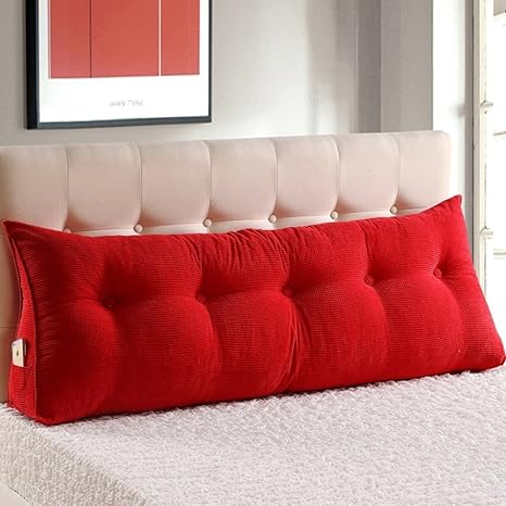 WOWMAX Triangular Reading Pillow Large Bolster Headboard Backrest Positioning Support Wedge Pillow, Pillow for Day Bed Bunk Bed with Removable Cover, Gifts for Mom, Red 39x8x20inch