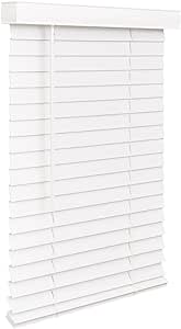 Lotus & Windoware Cordless, 2 Inch Faux Wood Blind, 35" Wide x 36" Long, Smooth, Snow White
