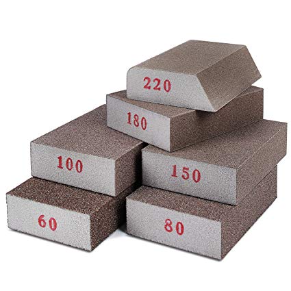Addicted DEPO Sanding Sponges 6 Pack - Sanding Block Assortment for Wall - Foam Drywall Sand Blocks - Reusable Sandpaper Sponge Pads for Wood - Medium Fine, Very Fine Grit (60/80/100/150/180/220)
