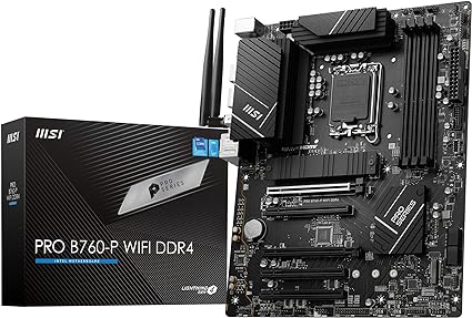 MSI PRO B760-P WIFI DDR4 Motherboard, ATX - Supports Intel 12th & 13th Gen Core Processors, LGA 1700 - DDR4 Memory Boost 5333 MHz/OC, PCIe 4.0 x16 Slots, M.2 Gen4 Slots, 2.5G LAN, Wi-Fi 6E