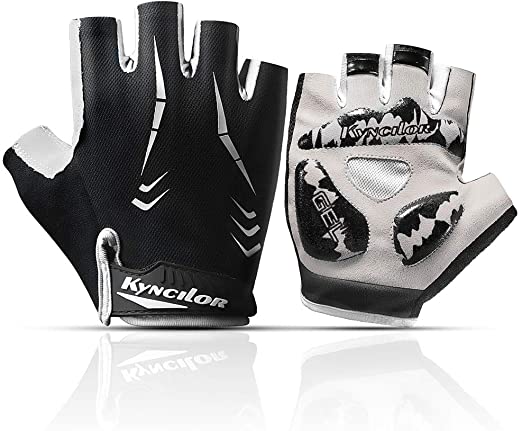 YEHOBU Cycling Gloves Men Mountain Bike 5MM Gel Pad Shock-Absorbing Anti- Slip Breathable Half-Finger Workout Gloves MTB DH Road Bicycle Gloves Outdoor Sport Fitness Gloves (L)