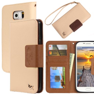 Galaxy S6 Case,By HiLDA,Samsung Galaxy S6 Wallet Case,PU Leather Case,Credit Card Holder,Flip Cover Case[Brown]