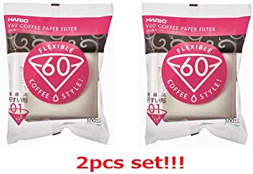 [2pcs set] Hario V60 Misarashi Coffee Paper Filter (Size 01, 100 Count, White) 200 Total