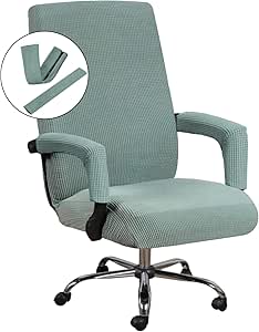 H.VERSAILTEX Home Office Chair Covers Stretchable Computer Desk Chair Covers Mid - High Back Universal Executive Boss Chair Covers Gaming Chair Covers Non Slip Thick Jacquard, Sage - Large