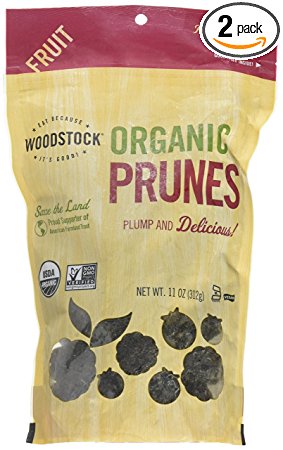 Woodstock Prunes, Organic, California Pitted, 11-Ounce (Pack of 2)