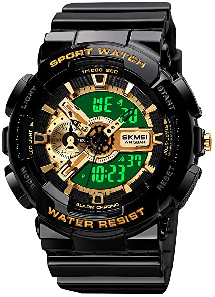 Mens Digital Sports Watch Large Face Sports Outdoor Waterproof Military Chronograph Wrist Watches for Men with Date Multifunction Tactics LED Army Stopwatch