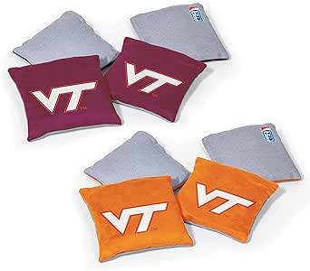 NCAA College Dual Sided Bean Bags by Wild Sports, 8 Count, Premium Toss Bags for Cornhole Set - Great for Tailgates, Outdoors, Backyard