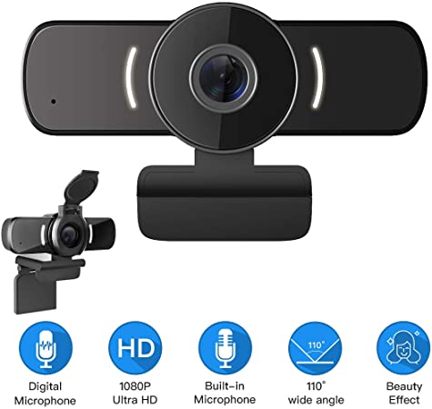 LarmTek Webcam for Pc,1080P Webcam with Webcam Cover,Usb Computer Camera with Built-in Mic for Live Streaming Gaming Calling Video Conferencing,W5,UK