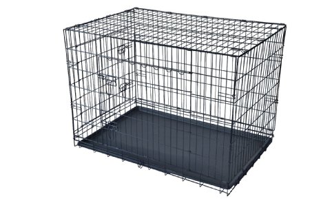 PayLessHere 48" XXXL Dog Crate W/Divider Double-doors Folding Metal Dog Cage w/ Free Tray