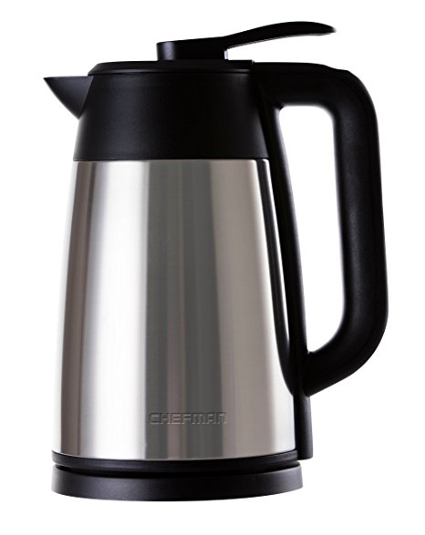 Chefman Cordless Electric Kettle, Stainless Steel Premium Grade Carafe Style w/ Digital Temp Display, Heat Retaining Vacuum Seal, Auto Shut Off & Boil Dry Protection, 7  Cup 1.7L/1.8qt. - RJ11-17-DV