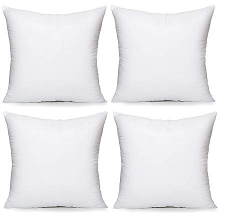 Acanva Soft Polyester Set of 4 Pillow Inserts 16-4Pack, White