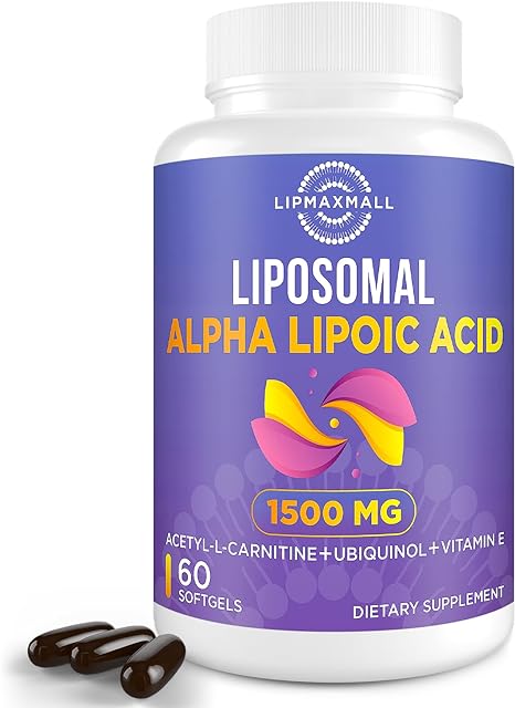 Liposomal Alpha Lipoic Acid 1500mg - with Acetyl-L-Carnitine 900mg & Ubiquinol 100mg & Vitamin E 15mg，ALA Supplement for Antioxidants Nerve Energy, 60 Softgels