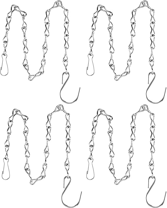 Outus Hanging Chain for Hanging Bird Feeders, Birdbaths, Planters and Lanterns, 4 Pack (19.7 inch, Silver)