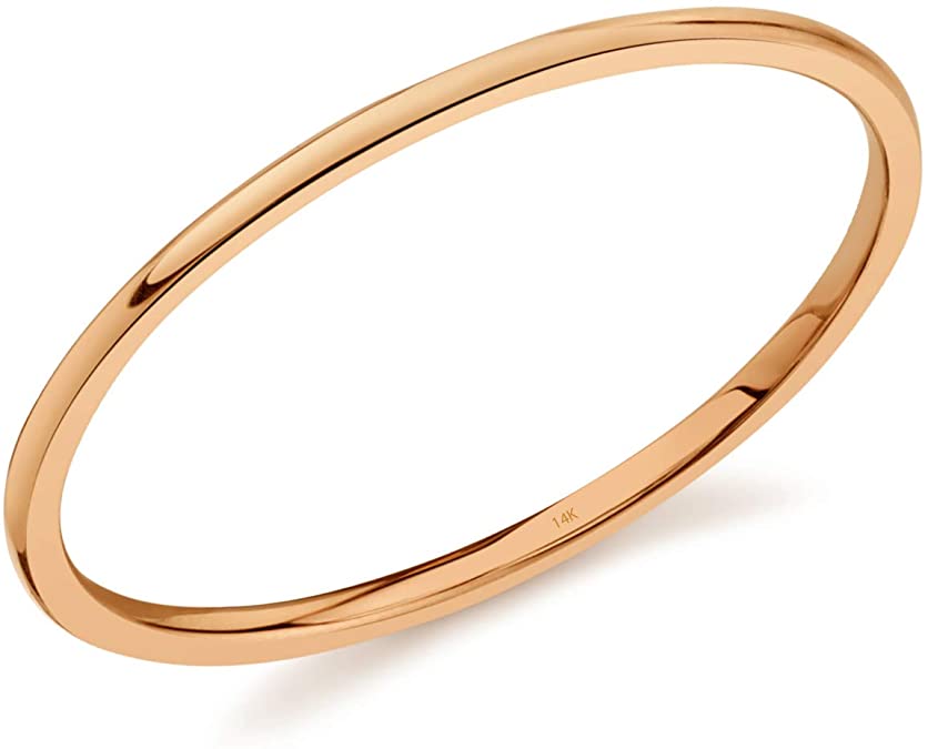 14k Dainty Yellow or White or Rose Gold 1mm Thin Stackable Band
