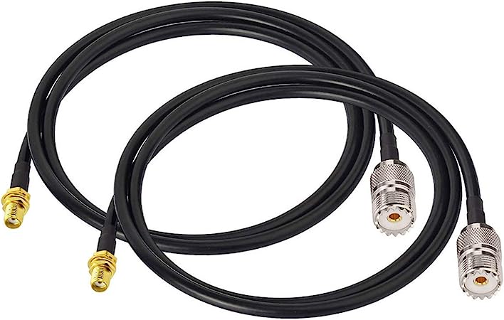 Bingfu Ham Radio Antenna Adapter SMA Female to UHF SO239 Female RG58 Coaxial Jumper Cable 1m 3 feet (2-Pack) for Handheld Ham Two Way Radio Walkie Talkie Kenwood Baofeng BF-F8HP UV-5R UV-82 BF-888S