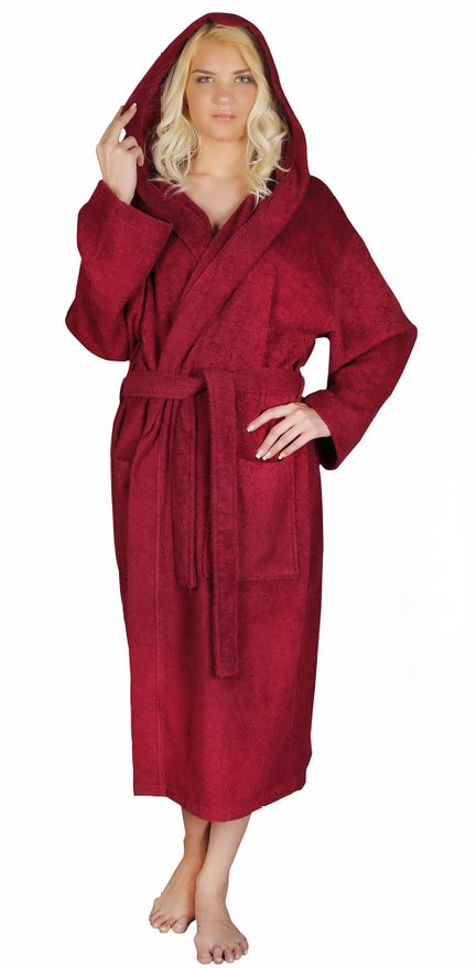 Arus Womens Classic Hooded Bathrobe Turkish Cotton Terry Cloth Robe