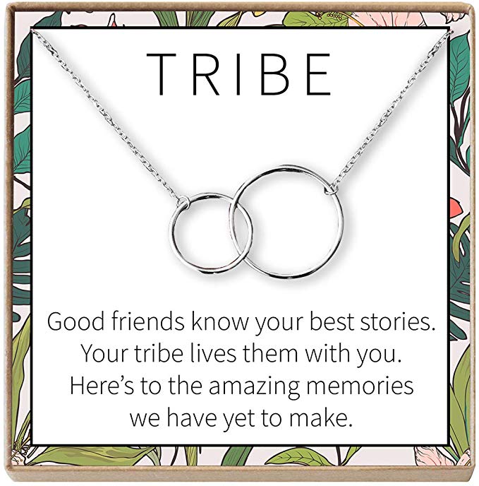 Best Friend Gift Necklace: BFF, Long Distance, Friends Forever, 2 Interlocking Circles