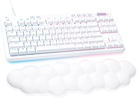 Logitech G713 Wired Mechanical Gaming Keyboard with LIGHTSYNC RGB Lighting, Linear Switches (GX Red), and Keyboard Palm Rest, PC and Mac Compatible, White Mist