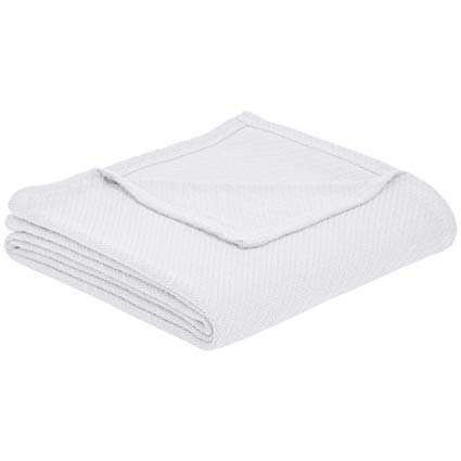 AmazonBasics Cotton Woven Blanket - White, 66 x 90