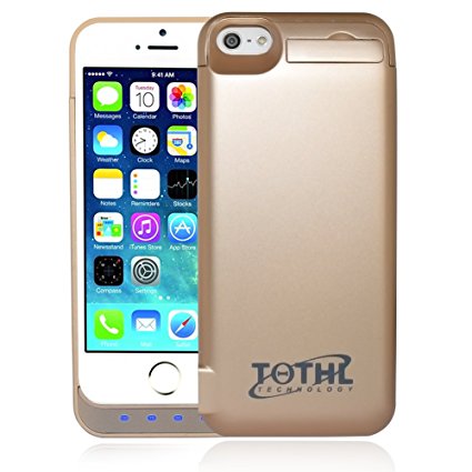 TQTHL iPhone 5S / 5C / SE / 5 Extended Rechargeable Battery Case [4500mah] Built in USB Power Bank Capacity (Up to 2.3X Extra Battery) Backup Charger Case Pack.[12 Month Warranty] (Gold)