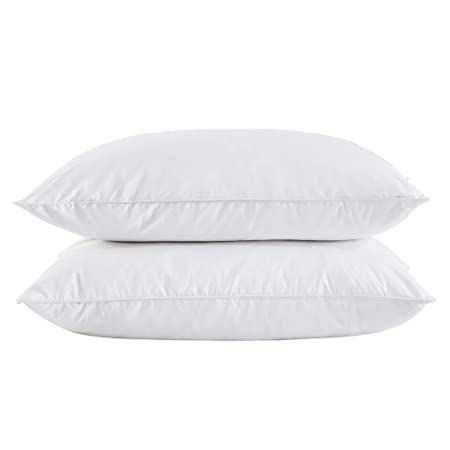 puredown Standard Size Soft Down Feather Bed Pillows Sleeping Washable-Standard/Queen Size-2 packs-100% Cotton Cover