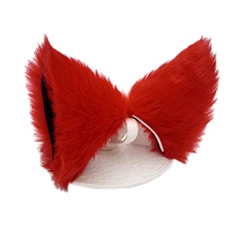 Sheicon Cat Fox Fur Ears Hair Clip Headwear Anime Cosplay Halloween Costume Color Red Size One Size