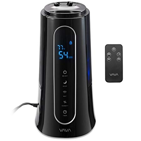 VAVA VA-AH015 Cool Mist Humidifiers, Space-Saving, 30H Operating Time with Humidity Preset Function, Sleep Mode, Timer and Remote Controller-(5L/1.32 Gallon, US 110V), Black