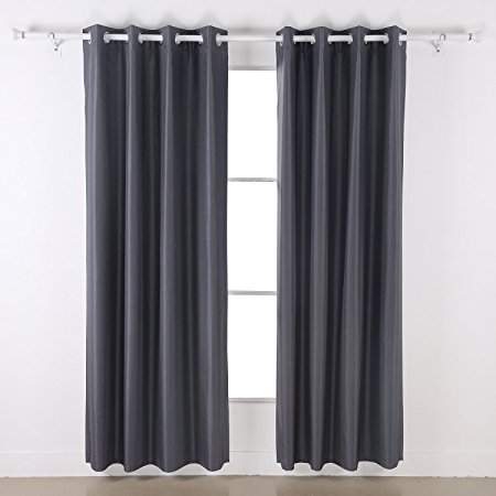 Deconovo Luxury Dupioni Faux Silk Thermal Insulated Top Grommet Blackout Curtains,52"W x 84"L,Color: Dark Gray,1 Pair