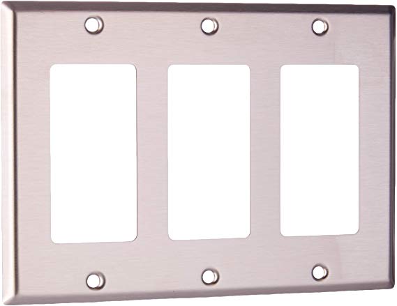 Leviton 84411-40 3-Gang Decora/GFCI Device Decora Wallplate, Device Mount, Stainless Steel