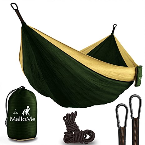 XL Double Parachute Camping Hammock - Tree Portable with Max 1000 lbs Breaking Capacity - Lightweight Carabiners and Ropes Included For Backpacking, Camping, Hiking, Travel, Beach, Yard, 125" x 79"