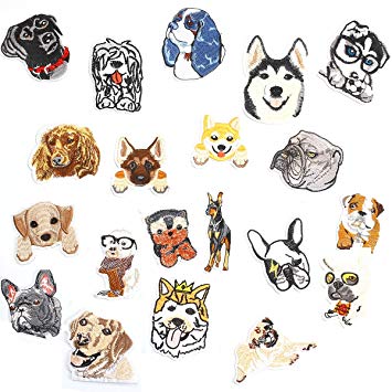 LoveInUSA Iron On Patches Set, 20 PCS Dog Applique DIY Dog Patch Sequin Patches Puppy Patch Patch for Cloth Decoration for Clothing Backpacks Bookbag Jeans T-Shirt Caps Shoes