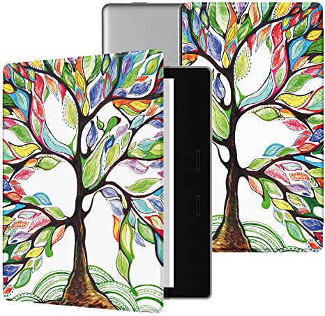 Ayotu Colorful Case for All-New Kindle Oasis (10th Gen, 2019 Release & 9th Gen, 2017), Premium PU Leather Cover with Auto Wake/Sleep, Strong Adsorption for 7’’Kindle Oasis, Lucky Tree