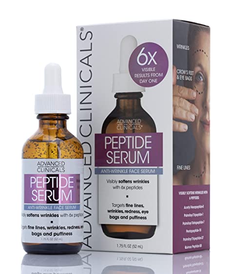 Advanced Clinicals Peptide Serum for Wrinkles, Fine Lines, and Puffiness Moisturizing Anti-Wrinkle Face Serum with Collagen Plumps, Lifts, Evens Skin Tone Made with Natural Extracts in the USA.