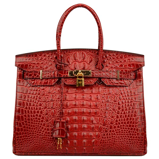 Ainifeel Women's Crocodile Embossed Office Handbag Top Handle Handbag