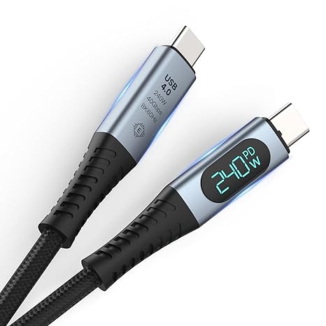 USB C to USB C Display Cable PD 240W with Thunderbolt 3, usb c to usb c with Display 3.3ft, Support 8K@60Hz 40Gbps Transfer USB4 Cable Fast Charging for Samsung/Mac/iPad/Dell/Google Pixel/PS5(Type-C)