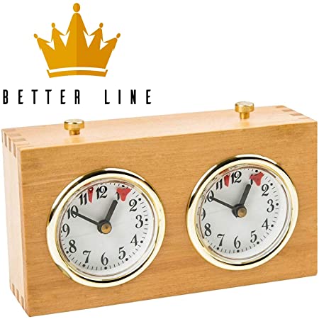 Chess Clock Timer - Professional Analog Wood Clock with Wind-Up Mechanism - No Battery Needed