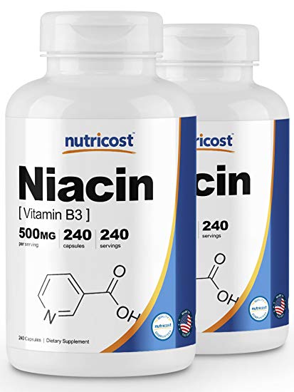 Nutricost Niacin (Vitamin B3) 500mg, 240 Capsules (2 Bottles)