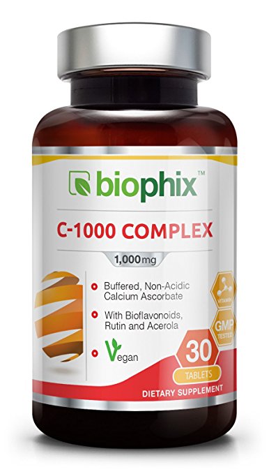 Vitamin C 1000 mg Complex 30 Tabs - Vegan Immune Support with Bioflavonoids Rutin and Acerola