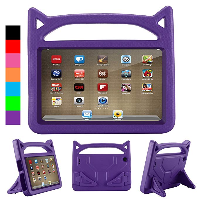 All-New F i r e HD 8 Kids Case - Riaour Light Weight Shock Proof Handle Friendly Stand Kid-Proof Case for All New A m a z o n F i r e 8 inch Display Tablet Cover(2016&2017 Release) (Purple)