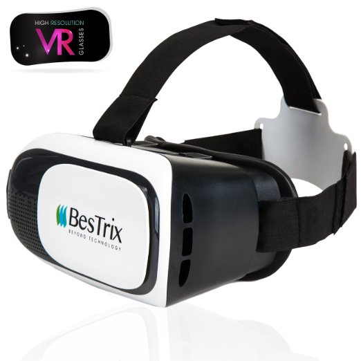 Bestrix 3D Glasses, VR Headset, Virtual Reality Headset, VR box, Adjustable Lens and Strap for Google Cardboard and all Smartphones within 4.7 - 6 inch perfect for 3D Movies/Games