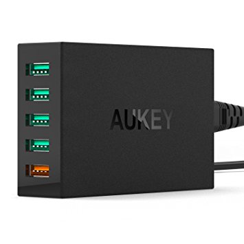 AUKEY Quick Charge 2.0 Wall Charger 54W 5 Ports for Samsung Galaxy, HTC, iPhone, LG and more