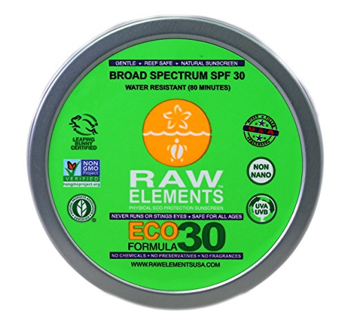 Raw Elements: Eco Formula 30  Lotion, 3 oz, All Natural, Balanced UV Ray Protection, Water-Resistant, Packed with Antioxidants, Vitamins and Minerals.