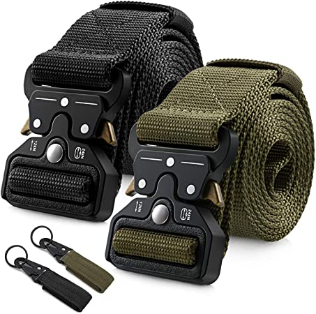 Barbarians Tactical Belt for Men, 1.5 Inch Heavy-Duty Webbing Belt Adjustable Military Style Nylon Belts with Metal Buckle & Key Buckle