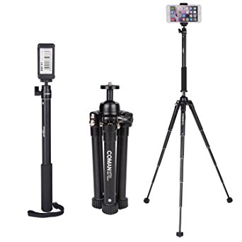 COMAN Selfie Stick Tripod Kit MT50 Lightweight for Travel with Bluetooth Remote and Phone Adapter mount for iphone cellphone and Digital Camera (Black)