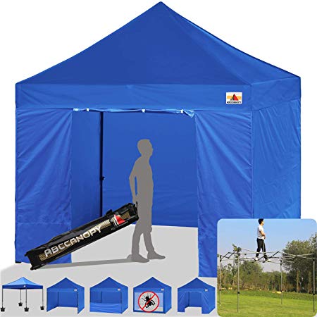ABCCANOPY 15 Colors Commercial 10x10 Ez Pop up Canopy, Party Tent, Fair Gazebo and Roller Bag Bonus 4X Weight Bag, Blue