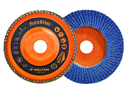 Walter 15W462 FLEXSTEEL Flap Disc [Pack of 10] - 120 Grit, 4-1/2 in. Grinding Disc for Angle Grinders. Abrasive Grinding Supplies