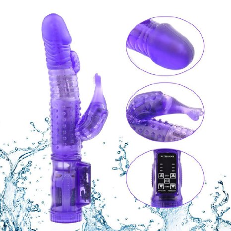 Sekmet G-spot Stimulation Masturbate Jack Rabbit Vibrator for Women Dildo with Clitoral Stimulation and Rotating Pearls Double Stimulation From Inside and Outside of G-spot and Clitoris Vibrator Purple
