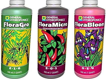 General Hydroponics Flora Grow, Bloom, Micro Combo Fertilizer Set, 1 Quart (Pack of 3) - New