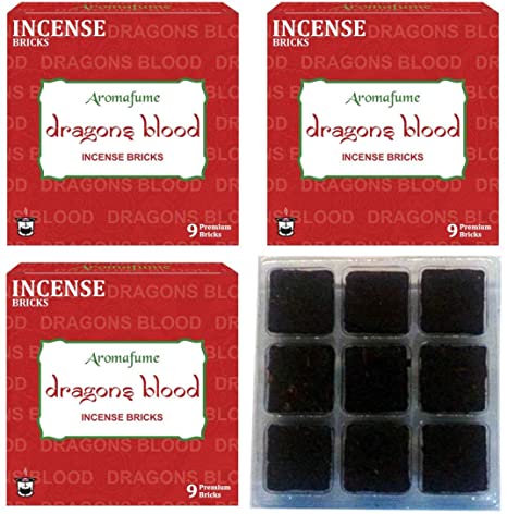 Aromafume Dragons Blood Incense Bricks (3 Trays x 9 Pieces Each) | Ideal for Positive Vibe Generation, clearing Negative Energy, Purification, Relaxation, Healing & Rituals | Refill Pack