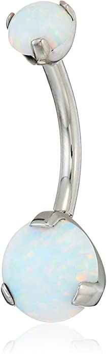 Body Candy Stainless Steel Synthetic Opal Internally Threaded Belly Ring 3/8" and 7/16"